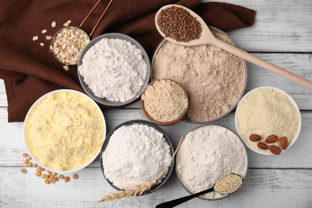 bowls of different types of flour