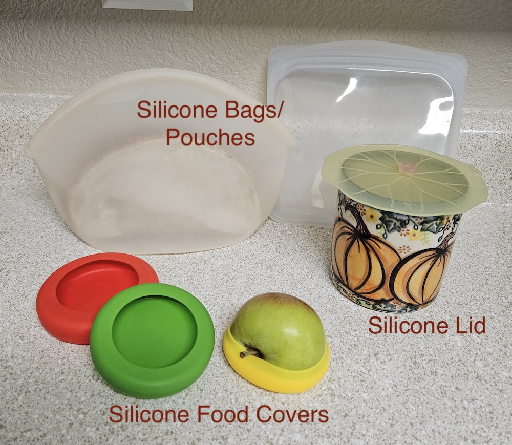 Plastic wrap alternative - silicone bags, lids, and food covers