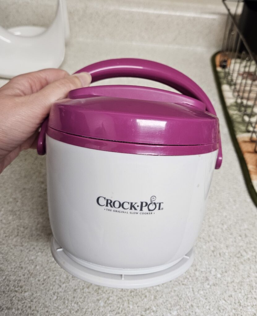 Crockpot lunch warmer as an alternative to using the microwave.