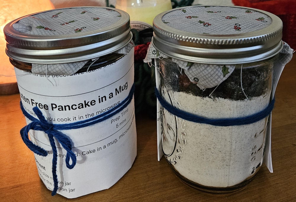 GF pancake in a mug mix for plastic-free presents