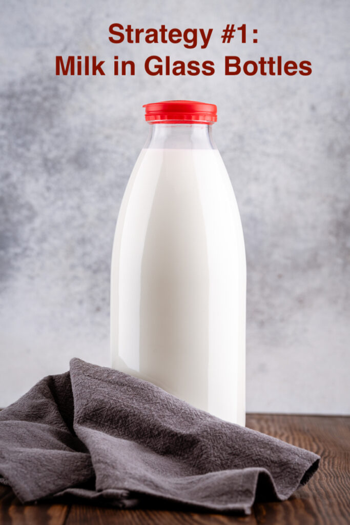 cut down on single-use plastic with milk in glass bottles